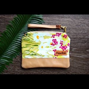 Floral genuine leather wristlet